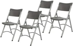 OEF Furnishings (4 Pack Heavy Duty Indoor/Outdoor Plastic Folding Chair, Light Grey -Amazon Basics Furniture Shop 41MCHy1gOcL. AC