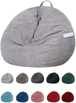 SANMADROLA Stuffed Animal Storage Bean Bag Chair Cover (No Filler) For Kids And Adults.Soft Premium Corduroy Stuffable Beanbag For Organizing Children Plush Toys Or Memory Foam Extra Large 300L (Grey) -Amazon Basics Furniture Shop 41MTvGttUaL. AC
