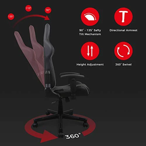 DXRacer P Series Gaming Chair, Premium PVC Leather Racing Style Office Computer Seat Recliner With Ergonomic Headrest And Lumbar Support, Black 3 DXRacer P Series Gaming Chair, Premium PVC Leather Racing Style Office Computer Seat Recliner With Ergonomic Headrest And Lumbar Support, Black - Image 3
