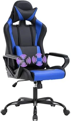 Gaming Chair Massage Office Chair Racing Chair With Lumbar Support Arms Headrest High Back PU Leather Ergonomic Desk Chair Rolling Swivel Adjustable PC Computer Chair For Women Adults Girls(White) -Amazon Basics Furniture Shop 41NKqFEnv3L. AC