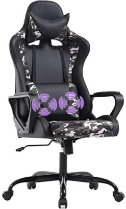 Gaming Chair Massage Office Chair Racing Chair With Lumbar Support Arms Headrest High Back PU Leather Ergonomic Desk Chair Rolling Swivel Adjustable PC Computer Chair For Women Adults Girls(White) -Amazon Basics Furniture Shop 41NKuku4V7L. AC