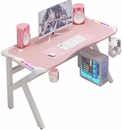 GUIZHOU E-sports Game Table, Girl Pink Home Ergonomic Modern Minimalist Style Notebook Computer Study Table, Home Table, Large Monitor Stand Table (60 * 80CM) -Amazon Basics Furniture Shop 41NR 9qxB8L. AC
