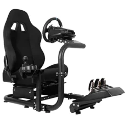 Dardoo Racing Sim Stand Gaming Simulator Cockpit With Black Seat Fits For Thrustmaster T300RS TX Fanatec Logitech G25 G27 G29 G920 G923 Racing Wheel Stand For PC PS4 Xbox Without Wheel,Shifter&Pedals