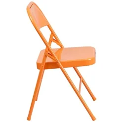 Flash Furniture 4 Pack HERCULES COLORBURST Series Orange Marmalade Triple Braced & Double Hinged Metal Folding Chair -Amazon Basics Furniture Shop 41NUMehMUKL