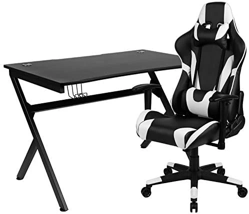 Flash Furniture Red Gaming Desk With Cup Holder/Headphone Hook & Red Reclining Back/Arms Gaming Chair With Footrest 5 Flash Furniture Red Gaming Desk With Cup Holder/Headphone Hook & Red Reclining Back/Arms Gaming Chair With Footrest - Image 5