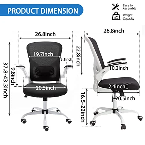Bonzy Home Ergonomic Office Chair Mesh High Back Computer Chair Height Adjustable Swivel Desk Chairs With Wheels,Adjustable Armrest Backrest,Black 2 Bonzy Home Ergonomic Office Chair Mesh High Back Computer Chair Height Adjustable Swivel Desk Chairs With Wheels,Adjustable Armrest Backrest,Black - Image 2