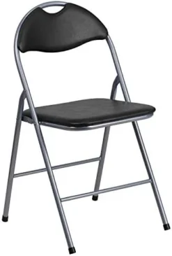 Flash Furniture 4 Pack HERCULES Series Black Vinyl Metal Folding Chair With Carrying Handle -Amazon Basics Furniture Shop 41NkIHlf8wL. AC