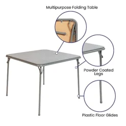 Flash Furniture Madelyn Folding Card Table - Gray Foldable Card Table Square - Portable Table With Collapsible Legs 5 Flash Furniture Madelyn Folding Card Table - Gray Foldable Card Table Square - Portable Table With Collapsible Legs -Amazon Basics Furniture Shop 41Np5OcONiL