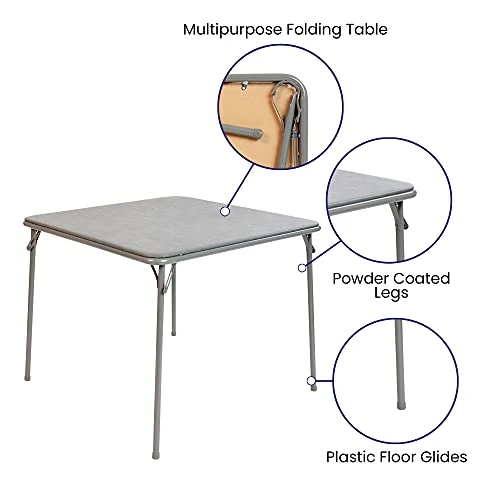 Flash Furniture Madelyn Folding Card Table - Gray Foldable Card Table Square - Portable Table With Collapsible Legs 3 Flash Furniture Madelyn Folding Card Table - Gray Foldable Card Table Square - Portable Table With Collapsible Legs - Image 3
