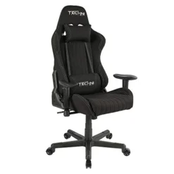 Techni Sport High Back Racing Chair With Foam Seat And Padded Arms, Reclining Gaming Chair With Height And Tilt Adjustment, Black