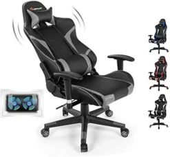 Goplus Gaming Chair, Massage Office Chair Computer Gaming Racing Chair, High Back PU Leather Adjustable Arms Headrest Ergonomic Reclining Game Chair, Rolling Swivel Executive Chair -Amazon Basics Furniture Shop 41OZxwFbJmL. AC