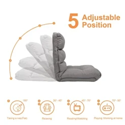 WAYTRIM 5-Position Indoor Adjustable Floor Chair, Padded Kids Gaming Sofa Chair With Backrest, Perfect For Living Room, Bedroom - Gray -Amazon Basics Furniture Shop 41Ofu8bOWnL