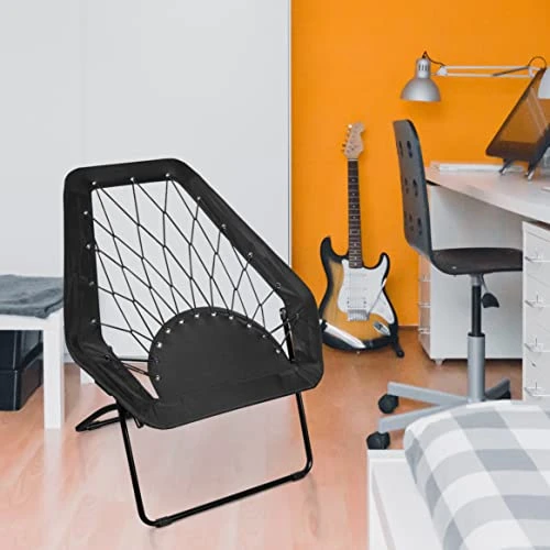 Zenithen Black Hexagon Bungee Chair For Dorm, Bed, Living Room, 32" (Pack Of 1) 2 Zenithen Black Hexagon Bungee Chair For Dorm, Bed, Living Room, 32" (Pack Of 1) - Image 2