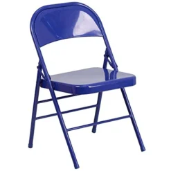 Flash Furniture Metal Folding Chairs, 2 Pack, Cobalt Blue