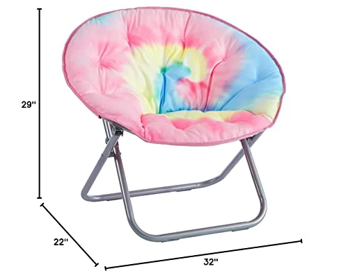 Urban Shop Faux Fur Foldable Saucer Chair, Rainbow 6 Urban Shop Faux Fur Foldable Saucer Chair, Rainbow - Image 6