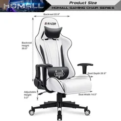Homall Gaming Chair Office Chair High Back Racing Computer Desk Chair PU Leather Chair Executive And Ergonomic Swivel Chair With Headrest And Lumbar Support (White) -Amazon Basics Furniture Shop 41P0nc7I2kL