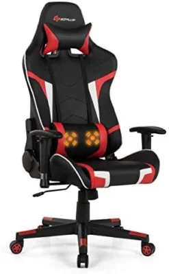 GENERIC Renatone Gaming Chair Massage Ergonomic Office Chair, Computer Racing Chair, High Back PU Leather Adjustable Arms Headrest Lumbar Support, Rolling Swivel Executive Chair (Red) -Amazon Basics Furniture Shop 41P2SWK6yQL. AC