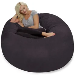 Chill Sack Bean Bag Chair: Giant 5' Memory Foam Furniture Bean Bag - Big Sofa With Soft Faux Linen Cover, Soft Faux Linen - Black -Amazon Basics Furniture Shop 41P8Evk5rVL