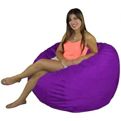 Cozy Sack Bean Bag Chair: Large 4 Foot Cozy Foam Filled Bean Bag – Large Bean Bag Chair, Protective Liner, Plush Micro Fiber Removable Cover - Purple