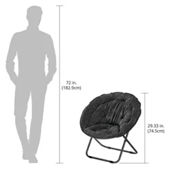 MDesign Urban Papasan Folding Moon Chair - Large Saucer UFO Chair With Collapsible Metal Frame - Fuzzy Foldable Dish Seat For Home Office, Living Room, Dorm Room, And Bedroom - Black 6 MDesign Urban Papasan Folding Moon Chair - Large Saucer UFO Chair With Collapsible Metal Frame - Fuzzy Foldable Dish Seat For Home Office, Living Room, Dorm Room, And Bedroom - Black -Amazon Basics Furniture Shop 41PW2Wgp3AL