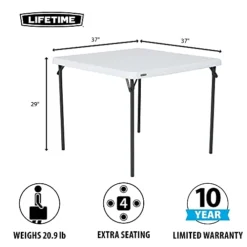 Lifetime 80783 37-Inch Commercial Grade Square Folding Card Table, White Granite -Amazon Basics Furniture Shop 41PXPRBDQcS