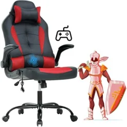 Gaming Chair Office Chair Desk Chair Massage Ergonomic High Back Computer Chair With Lumbar Support Flip-up Arms Headrest PU Leather Height Adjustable Swivel Executive Chair For Women Men Adult -Amazon Basics Furniture Shop 41PkpOO7I3L. AC