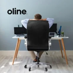 Oline Ergonomic Executive Office Chair - Rolling Home Desk PU Leather Chair With Adjustable Armrests, 3D Lumbar Support And Blade Wheels - Computer Gaming Swivel Chairs (Black) -Amazon Basics Furniture Shop 41PyK2nnrIL