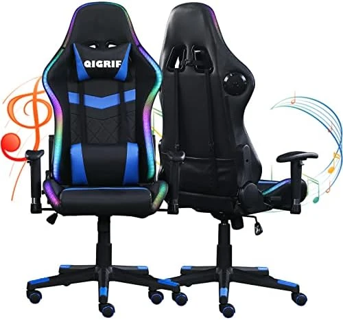 LED Computer Gaming Chair With Bluetooth Speakers And RGB Lights, Ergonomic Gamers Chair, Office Chair For Adults, Video Gaming Chair For Gift (Blue) 6 LED Computer Gaming Chair With Bluetooth Speakers And RGB Lights, Ergonomic Gamers Chair, Office Chair For Adults, Video Gaming Chair For Gift (Blue) - Image 6