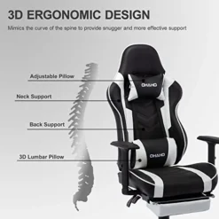 OHAHO Gaming Chair With Footrest Ergonomic Office Chair Adjustable Swivel Leather High Back Computer Desk Chair With Headrest And Lumbar Support (White) 17 OHAHO Gaming Chair With Footrest Ergonomic Office Chair Adjustable Swivel Leather High Back Computer Desk Chair With Headrest And Lumbar Support (White) -Amazon Basics Furniture Shop 41Q4YBrmlAL