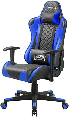 Devoko Gaming Chair Racing Style High Back Computer Chair With Adjustable Armrests Ergonomic Office Chair Executive Swivel Task Chair With Headrest And Lumbar Support (Blue) 5 Devoko Gaming Chair Racing Style High Back Computer Chair With Adjustable Armrests Ergonomic Office Chair Executive Swivel Task Chair With Headrest And Lumbar Support (Blue) - Image 5