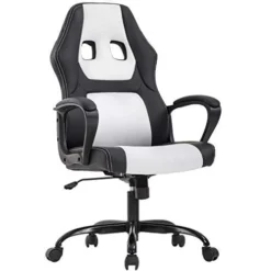 Office Chair Ergonomic PC Gaming Chair Desk Chair Executive Task Computer Chair Back Support Modern Executive Adjustable Arms Rolling Swivel Chair For Adults,White