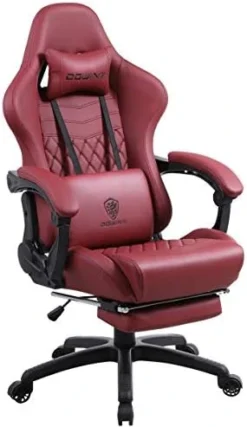 Dowinx Gaming Chair Office Chair PC Chair With Massage Lumbar Support, Racing Style PU Leather High Back Adjustable Swivel Task Chair With Footrest (Black&Red) -Amazon Basics Furniture Shop 41RQYRUsN2L. AC