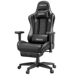 Hbada Gaming Chair Ergonomic Racing Chair High Back Computer Chair With Height Adjustment Headrest And Lumbar Support E-Sports Swivel Chair With Adjustment Footrest,Grey And Black