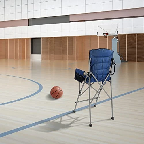 Stonehomy 2 Pack 31" Bar Height Padded Tall Folding Camping Chairs For Adults, Heavy Duty 330 Lbs Directors Chair Foldable With Foot Rest And Cup Holder, Blue 2 Stonehomy 2 Pack 31" Bar Height Padded Tall Folding Camping Chairs For Adults, Heavy Duty 330 Lbs Directors Chair Foldable With Foot Rest And Cup Holder, Blue - Image 2
