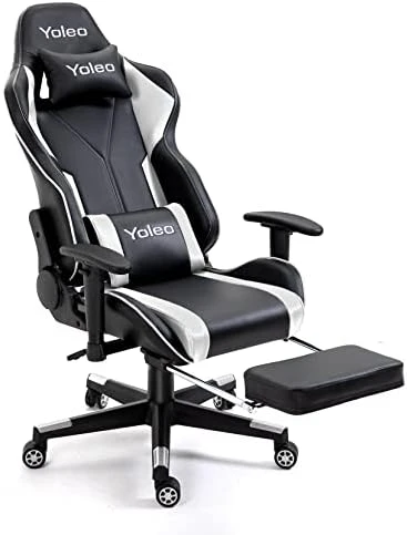 YOLEO Gaming Chair, Computer Chair With Footrest, Ergonomic Office Chair For Adults Teens, Adjustable Headrest/Lumbar Support 2D Armrest 90°-155° Tilt Angle PC Gaming Chair (300lbs), Grey/Black 8 YOLEO Gaming Chair, Computer Chair With Footrest, Ergonomic Office Chair For Adults Teens, Adjustable Headrest/Lumbar Support 2D Armrest 90°-155° Tilt Angle PC Gaming Chair (300lbs), Grey/Black - Image 8