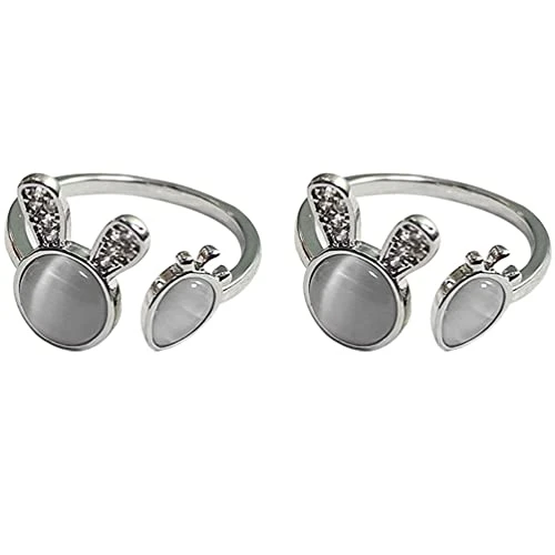 LALAFINA 2pcs Easter Finger Rings Bunny Rings Rabbit Finger Jwelries Open Ring For Girl Party Decorations 1 LALAFINA 2pcs Easter Finger Rings Bunny Rings Rabbit Finger Jwelries Open Ring For Girl Party Decorations