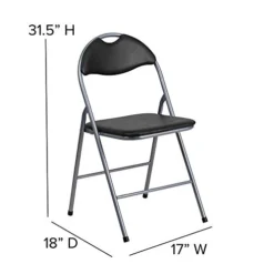 Flash Furniture 4 Pack HERCULES Series Black Vinyl Metal Folding Chair With Carrying Handle -Amazon Basics Furniture Shop 41S4CkborqL