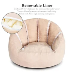 N&V Small Bean Bag Chair, Mini Bean Bag Sack, Foam Filling, Includes Removable And Machine Washable Cover, 27in, Soft Faux Fur, Pink -Amazon Basics Furniture Shop 41S61rloI6L