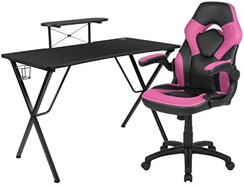Flash Furniture Red Gaming Desk With Cup Holder/Headphone Hook & Red Reclining Back/Arms Gaming Chair With Footrest 15 Flash Furniture Red Gaming Desk With Cup Holder/Headphone Hook & Red Reclining Back/Arms Gaming Chair With Footrest - Image 15