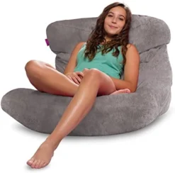 Posh Creations Laguna Lounger Teens, Kids And Adults For Bedrooms And Dorm Rooms, Large Bean Bag Chair, Soft Nylon-Charcoal Gray -Amazon Basics Furniture Shop 41Sqj2AFkYL. AC