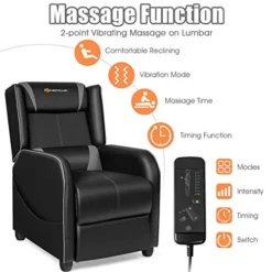 Goplus Massage Gaming Recliner Chair, Racing Style PU Leather Single Recliner Sofa With Footrest, Adjustable Modern Living Room Recliners, Ergonomic Home Theater Recliner Seat -Amazon Basics Furniture Shop 41T1DpPlIzL