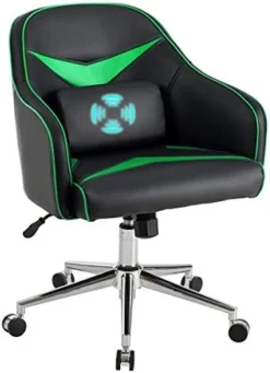 Giantex PU Leather Gaming Chair, Adjustable Height Mid-Back Armchair W/Massage Lumbar Pillow, Rolling Swivel Desk Chairs For Office Home Game Room (Green & Black) 10 Giantex PU Leather Gaming Chair, Adjustable Height Mid-Back Armchair W/Massage Lumbar Pillow, Rolling Swivel Desk Chairs For Office Home Game Room (Green & Black) -Amazon Basics Furniture Shop 41T6MiScHxL. AC