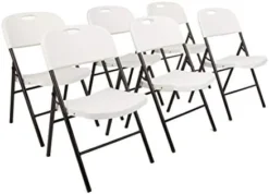 Amazon Basics Folding Plastic Chair With 350-Pound Capacity - 6-Pack, White -Amazon Basics Furniture Shop 41T7rQcpFJL. AC