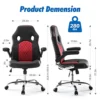 Gaming Chair - Ergonomic Office Chair Desk Chair With Flip-up Armrests And Lumbar Support PU Leather Executive Mid Back Computer Chair For Adults