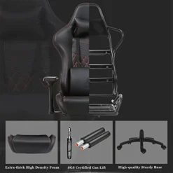 Dowinx Gaming Chair Ergonomic Racing Style Recliner With Massage Lumbar Support,4D Armrests Game Chair For Computer PU Leather With Retractable Footrest Black -Amazon Basics Furniture Shop 41TC7GrYgAL