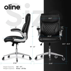 Oline Ergonomic Executive Office Chair - Rolling Home Desk PU Leather Chair With Adjustable Armrests, 3D Lumbar Support And Blade Wheels - Computer Gaming Swivel Chairs (Black) -Amazon Basics Furniture Shop 41TD8nXlW2L