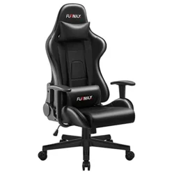 Furmax Video Gaming Chair Ergonomic PC Computer Office Chair Racing Leather Adjustable Swivel Chair with Headrest and Lumbar Support for Adults (Black)