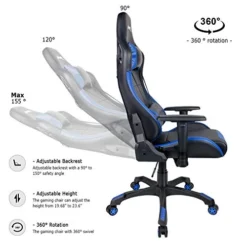Leopard Gaming Chair, High Back PU Leather Office Chair, Adjustable Video Gaming Chairs, Swivel Racing Chair With Adjustable Armrest (Black/Blue) -Amazon Basics Furniture Shop 41TVvDxNiDL