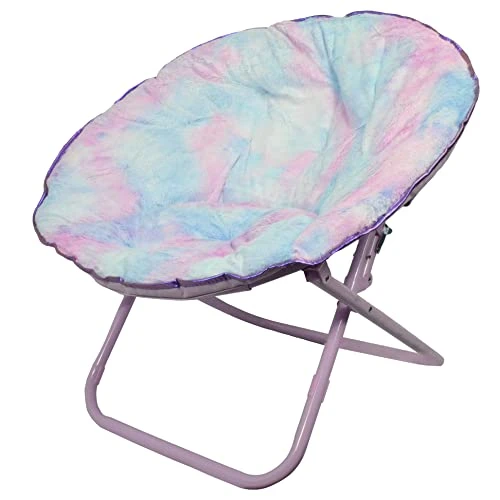 Urban Shop Faux Fur Foldable Saucer Chair, Rainbow 1 Urban Shop Faux Fur Foldable Saucer Chair, Rainbow