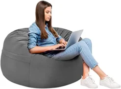Giantex Bean Bag Chair, 3ft Sponge Filled Floor Chair With Soft Microfiber Cover, Washable Zipped Lazy Sofa Chair , Recreational Room Nursery, Bedroom, Living Room, Office (Blue, 3 Ft) -Amazon Basics Furniture Shop 41U6ZP4VUrL. AC